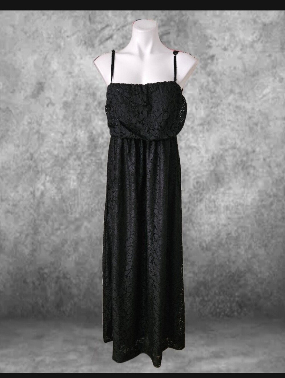 Some Black Lace Maxi Dress with Spaghetti Straps Large